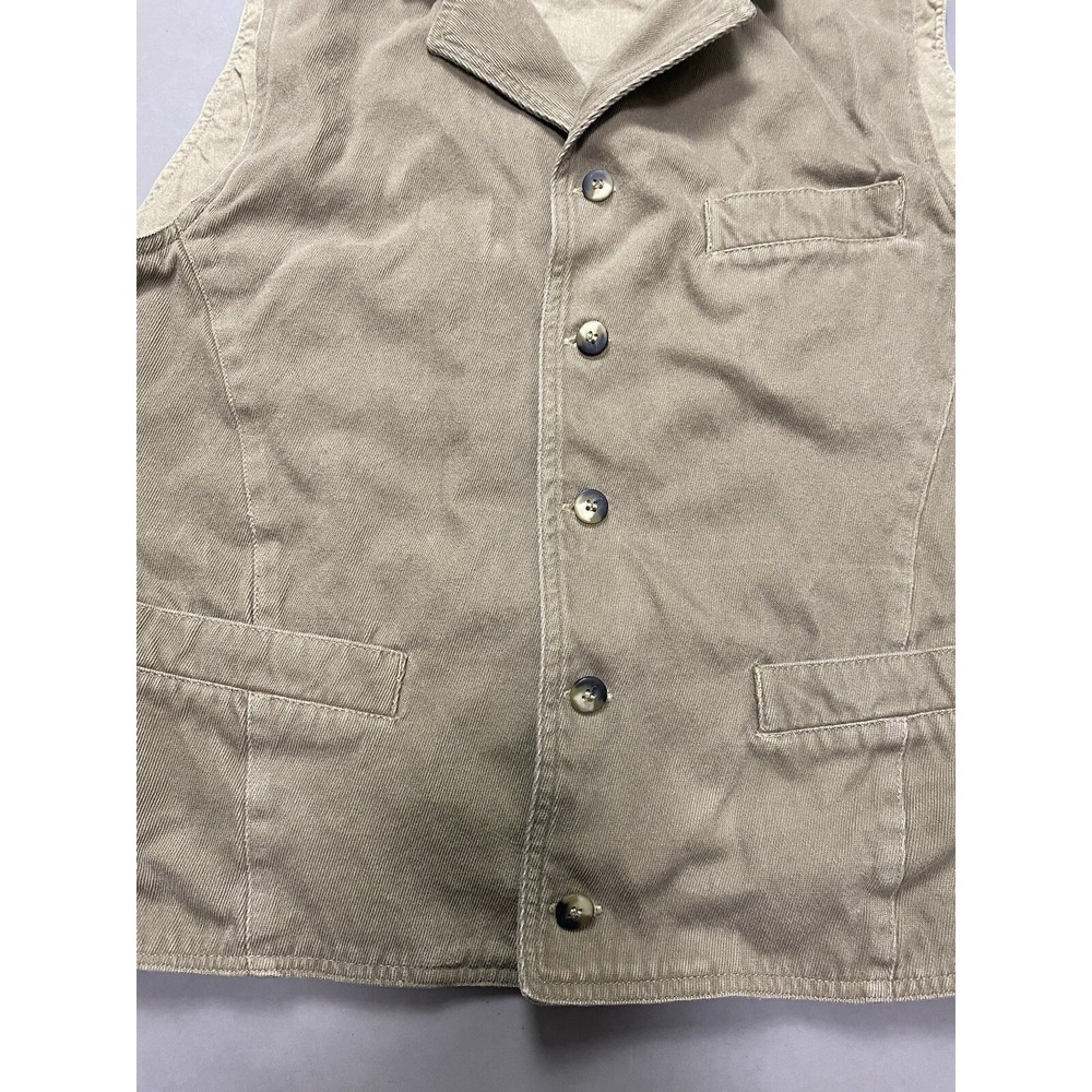 Vintage London Fog Vest Cotton Genuine Leather Tan/Brown Men's S - Picture 6 of 10